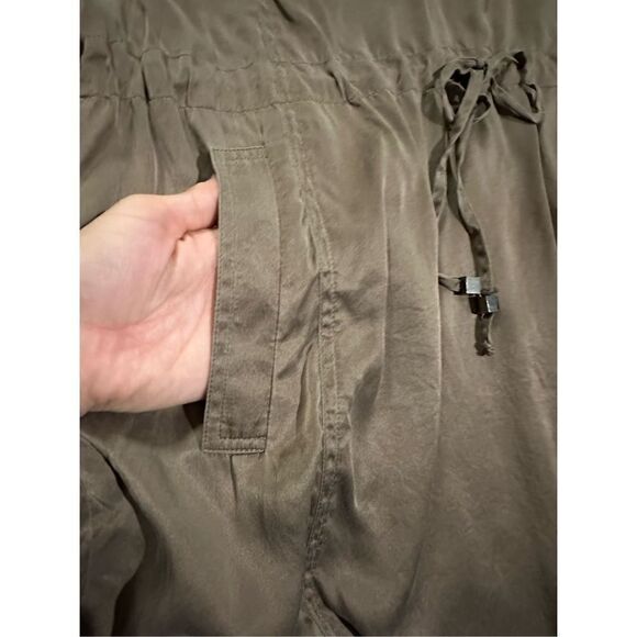 Ann Taylor 100% Silk Bronze Brown Cargo Utility Shirt Dress sz 14 - Picture 11 of 11